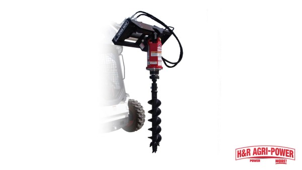 Bush Hog post hole digger attached to tractor with PTO-driven auger for compatibility checks
